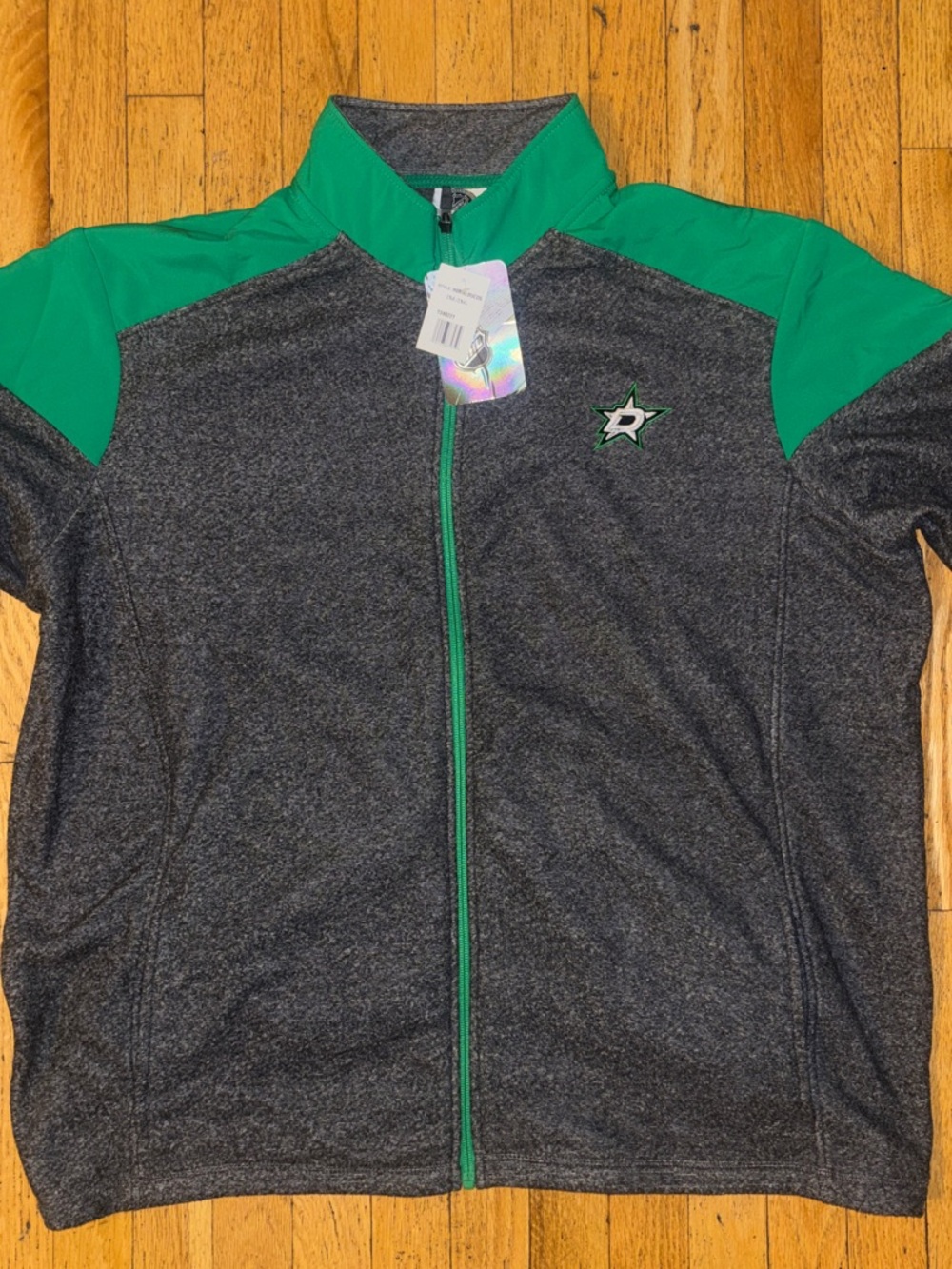 Dallas Stars NHL Official NWT Heather Grey & Green Full-Zip Jacket - XX Large